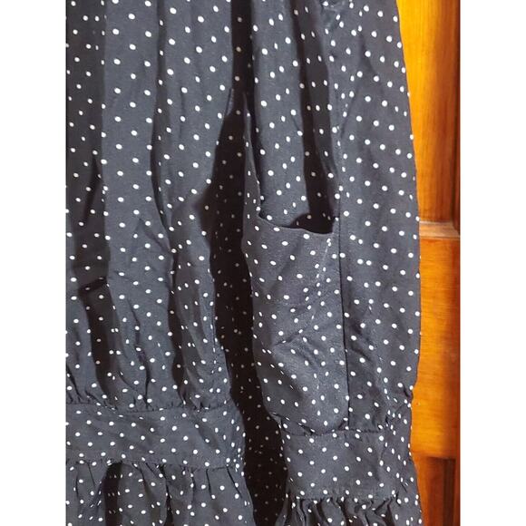 Vtg Steena Lagenlook M Black White Polka Dot Oversized Arm Opening Pockets Dress - Picture 5 of 10